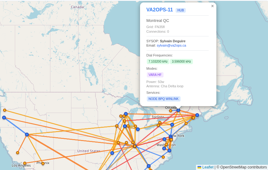 VA2OPS-11 hub station on the TPRFN live network map